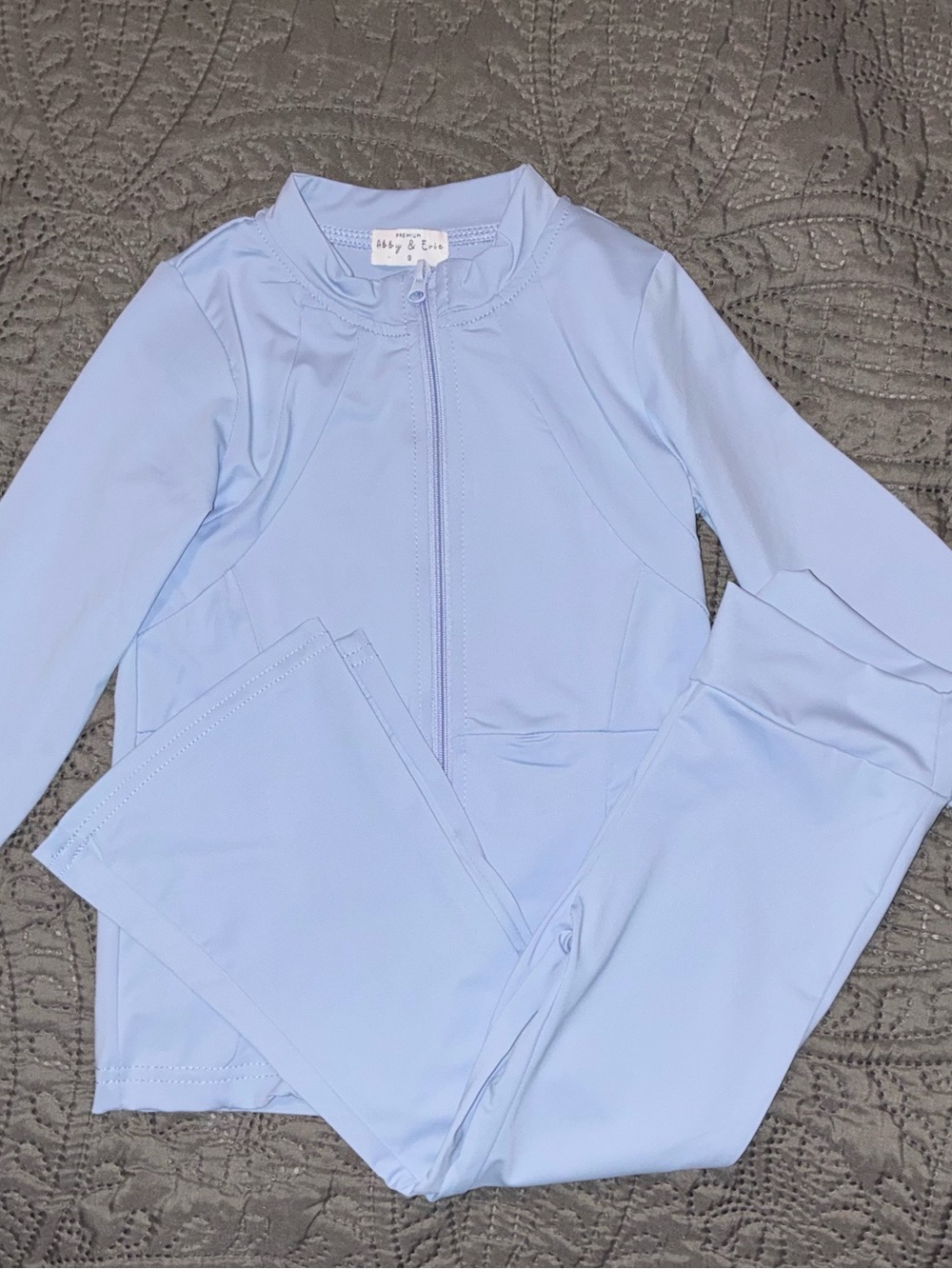 Abby & Evie Pale Blue Zip-Front Set